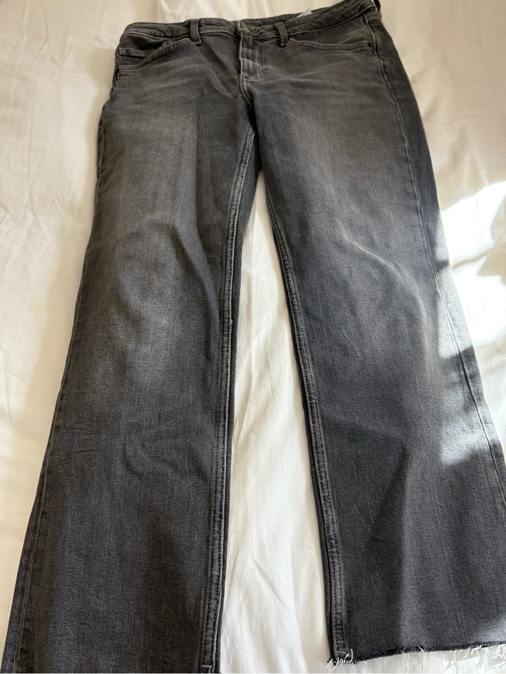 Zara Women's Washed Black Wide-Leg Jeans